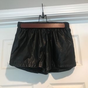 Forever 21 Black Pleather Shorts with White Stripe